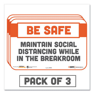 Tabbies® Besafe Messaging Repositionable Wall-door Signs, 9 X 6, Maintain Social Distancing While In The Breakroom, White, 3-pack freeshipping - TVN Wholesale